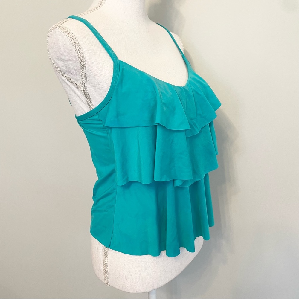 Kenneth Cole Reaction Ruffle Shuffle Tankini | Teal | Small - Picture 5 of 12